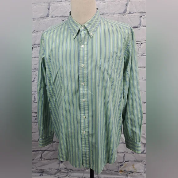 Ralph Lauren Men's Classic Fit Button Down Shirt Green Striped Smooth XXL 2XL - Picture 13 of 14